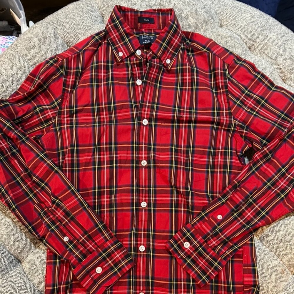 J Crew Tartan Plain button down - Boys